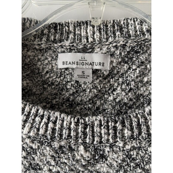 LL Bean Signature Womens Pullover Textured Gray White Crewneck Sweater Size S - Picture 3 of 4
